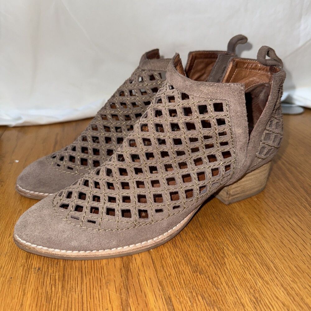 Jeffrey Campbell Taupe Cutout Suede Ankle Booties